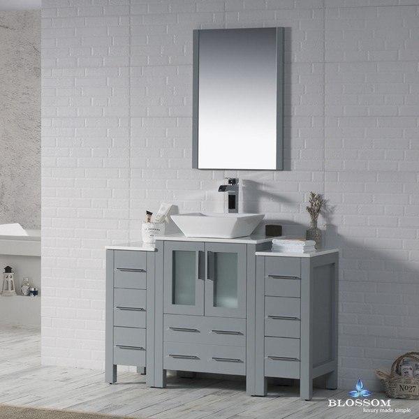 Blossom Sydney 48 Inch Vanity Set with Vessel Sink and Double Side Cabinets in Metal Grey
