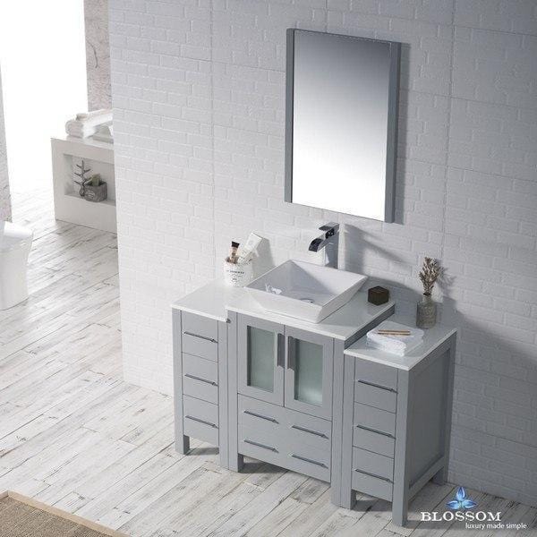 Blossom Sydney 48 Inch Vanity Set with Vessel Sink and Double Side Cabinets in Metal Grey