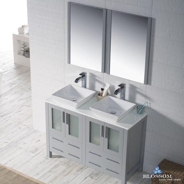 Blossom  Sydney 48 Inch Double Vanity Set with Vessel Sinks and Mirrors in Metal Grey