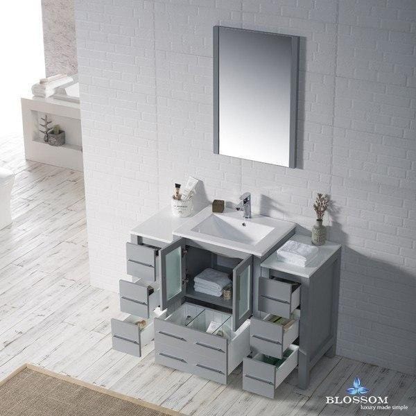Blossom Sydney 48 Inch Vanity Set with Double Side Cabinets in Metal Grey