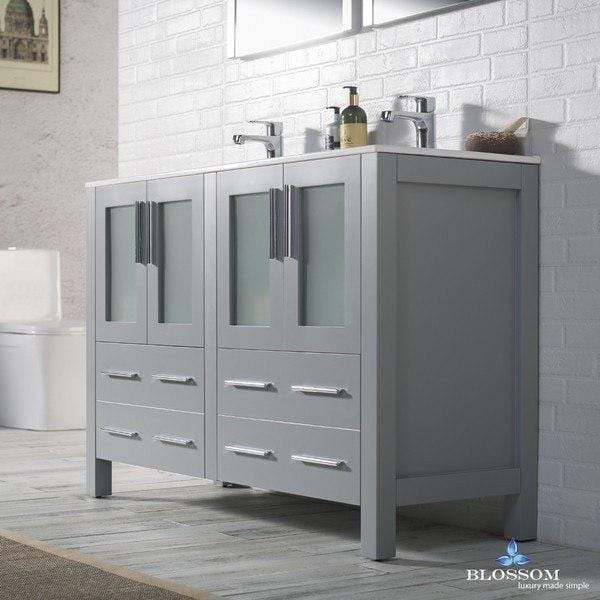 Blossom  Sydney 48 Inch Double Vanity Set with Mirrors in Metal Grey