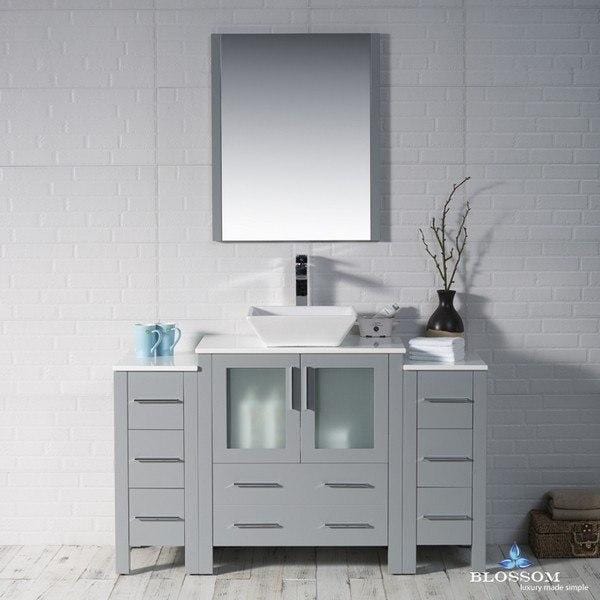 Blossom Sydney 54 Inch Vanity Set with Vessel Sink and Double Side Cabinets in Metal Grey