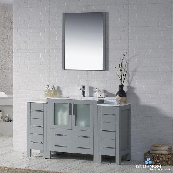 Blossom  Sydney 54 Inch Vanity Set with Double Side Cabinets in Metal Grey