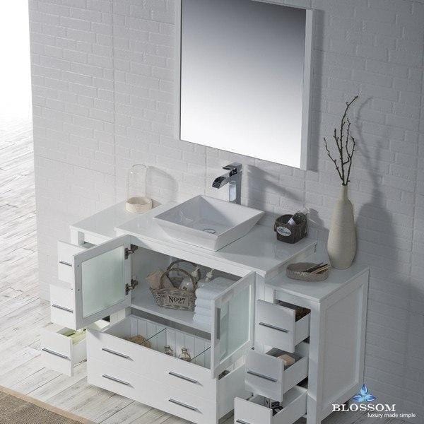 Blossom  Sydney 60 Inch Vanity Set with Vessel Sink and Double Side Cabinets in Glossy White