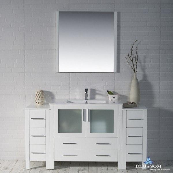 Blossom Sydney 60 Inch Vanity Set with Double Side Cabinets in Glossy White