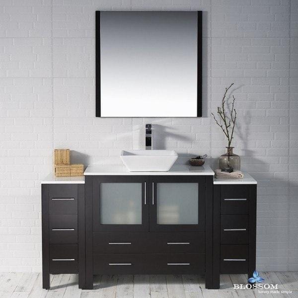 Blossom  Sydney 60 Inch Vanity Set with Vessel Sink and Double Side Cabinets in Espresso