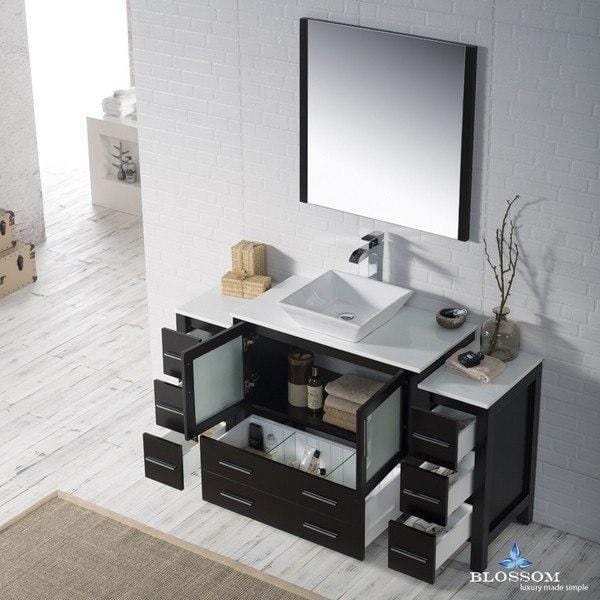 Blossom  Sydney 60 Inch Vanity Set with Vessel Sink and Double Side Cabinets in Espresso