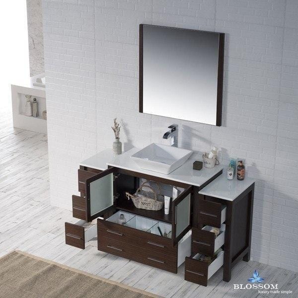Blossom  Sydney 60 Inch Vanity Set with Vessel Sink and Double Side Cabinets in Wenge