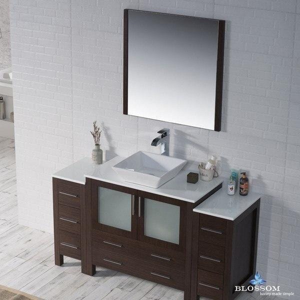 Blossom  Sydney 60 Inch Vanity Set with Vessel Sink and Double Side Cabinets in Wenge