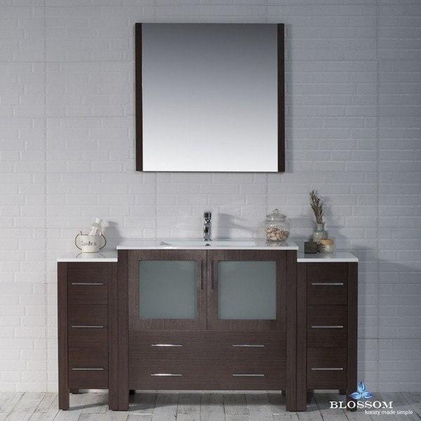 Blossom  Sydney 60 Inch Vanity Set with Double Side Cabinets in Wenge