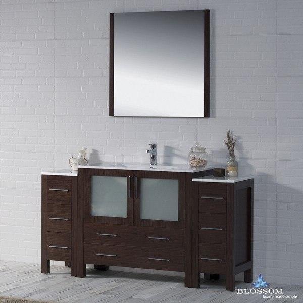 Blossom  Sydney 60 Inch Vanity Set with Double Side Cabinets in Wenge