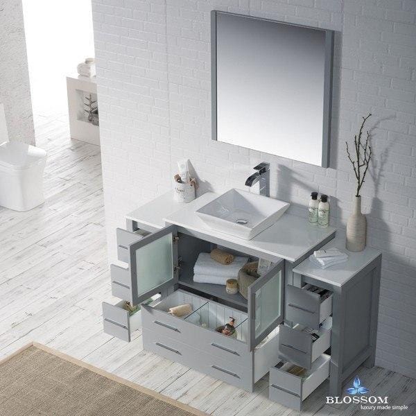 Blossom  Sydney 60 Inch Vanity Set with Vessel Sink and Double Side Cabinets in Metal Grey