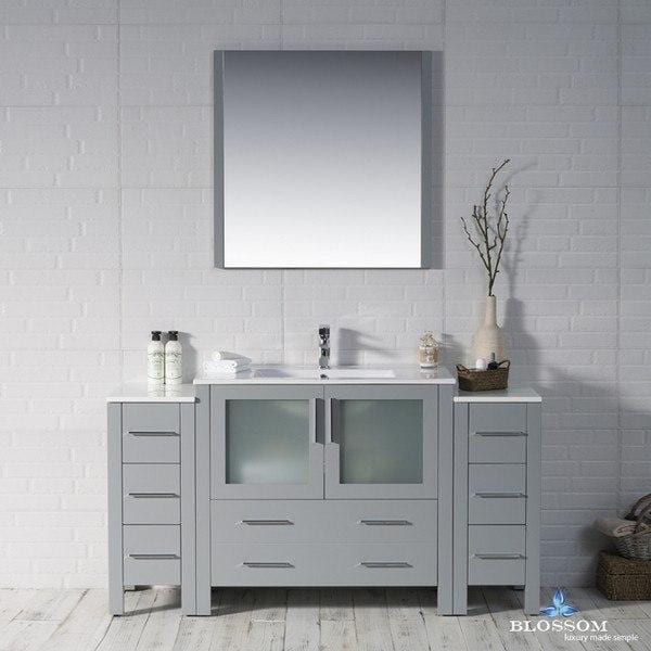 Blossom Sydney 60 Inch Vanity Set with Double Side Cabinets in Metal Grey