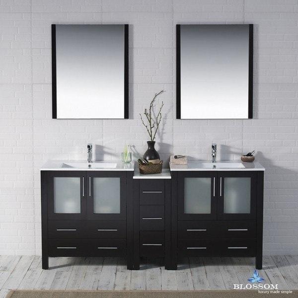 Blossom Sydney 72 Inch Double Vanity Set with Mirrors in Espresso