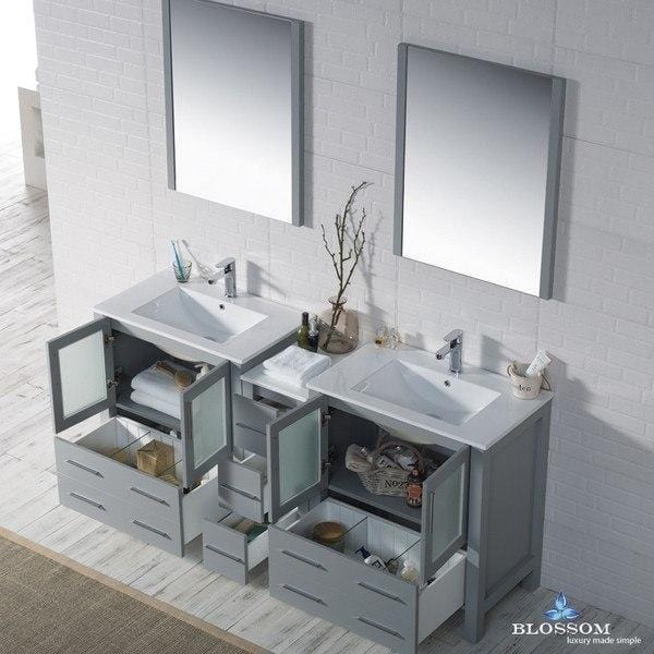 Blossom Sydney 72 Inch Double Vanity Set with Mirrors in Metal Grey