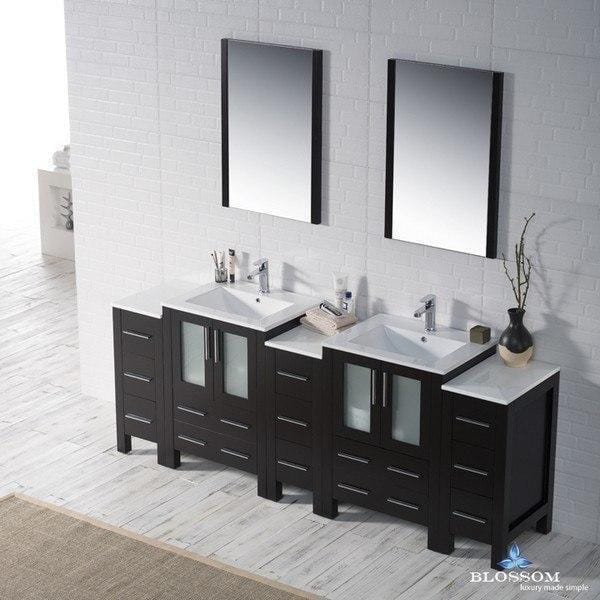 Blossom Sydney 84 Inch Vanity Set with Double Side Cabinets in Espresso