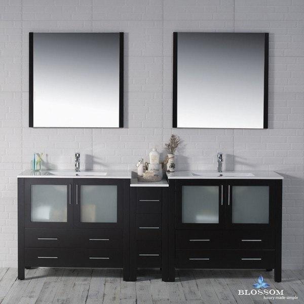 Blossom  Sydney 84 Inch Double Vanity Set with Mirrors in Espresso