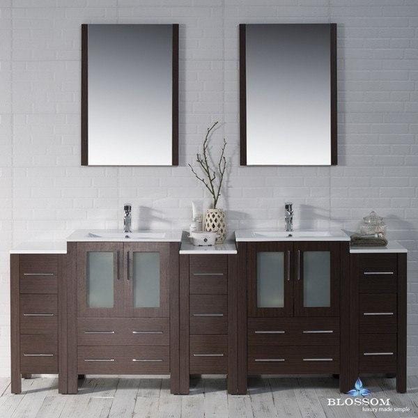 Blossom  Sydney 84 Inch Vanity Set with Double Side Cabinets in Wenge