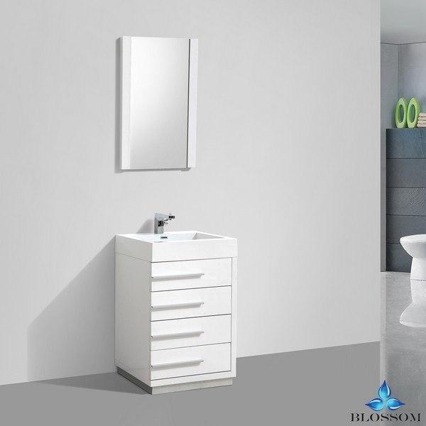 Blossom  Barcelona 24 Inch Vanity Set with Mirror in Glossy White