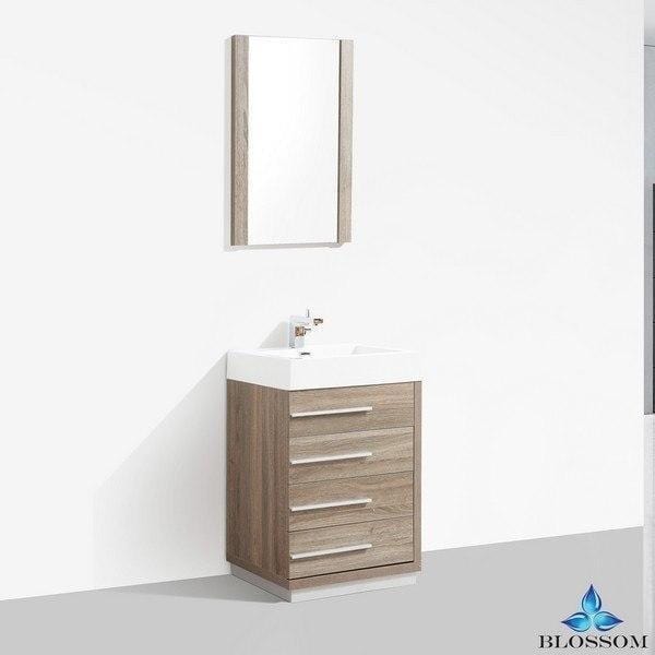Blossom Barcelona 30 Inch Vanity Set with Mirror in Cart Oak