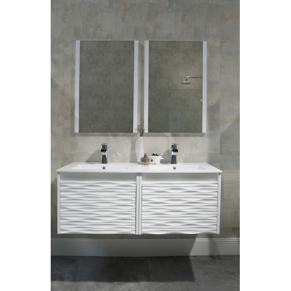 Blossom  Paris 48 Inch Double Vanity Set with Mirrors in Glossy White