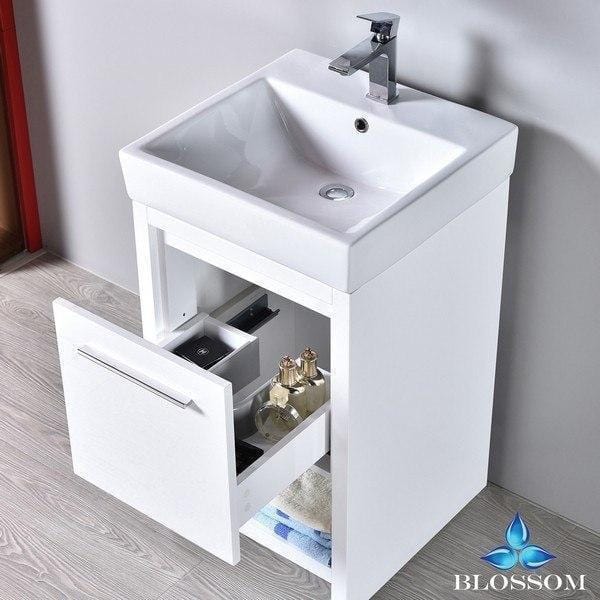 Blossom  Milan 20 Inch Vanity Set with Mirror in Glossy White