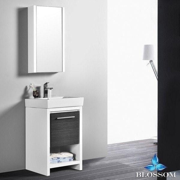 Blossom Milan 20 Inch Vanity Set with Medicine Cabinet in Glossy White