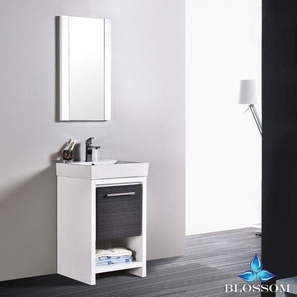 Blossom  Milan 20 Inch Vanity Set with Mirror in Glossy White