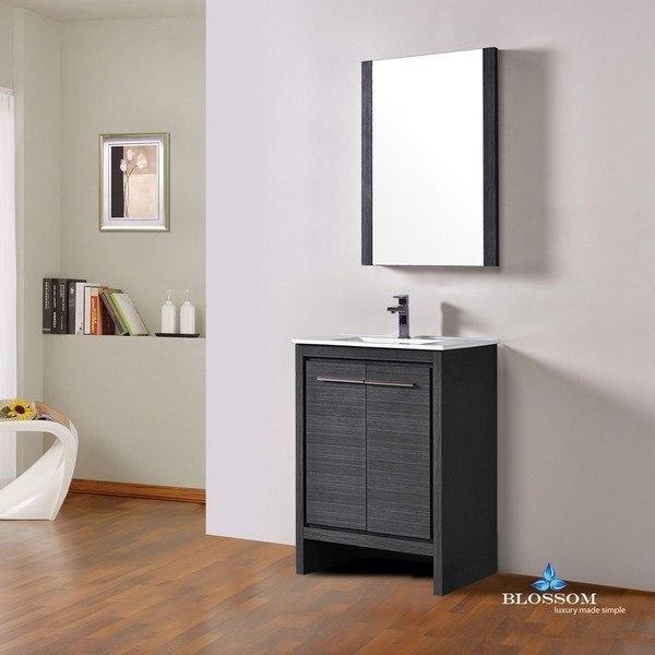 Blossom  Milan 24 Inch Vanity Set with Mirror in Silver Grey