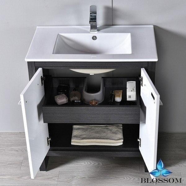 Blossom  Milan 30 Inch Vanity Set with Mirror in Silver Grey