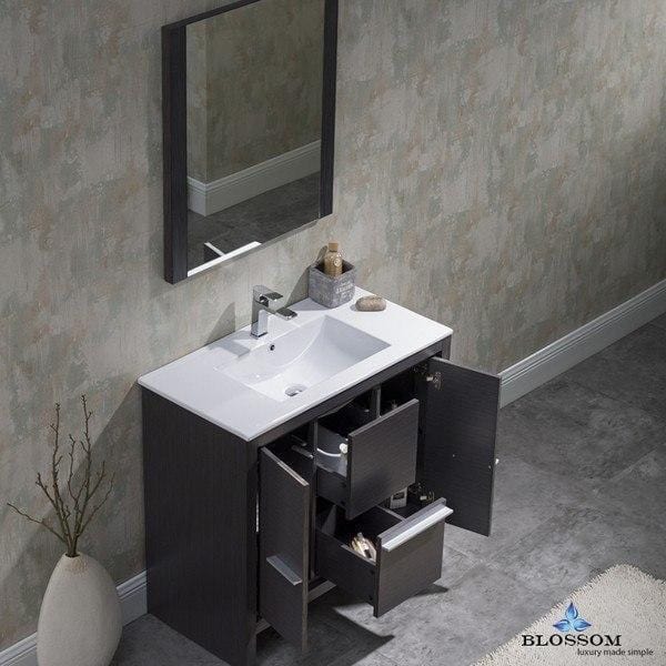 Blossom  Milan 36 Inch Vanity Set with Mirror in Silver Grey