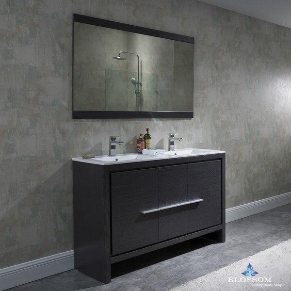 Blossom Milan 48 Inch Double Vanity Set with Mirror in Silver Grey