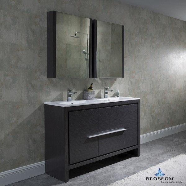 Blossom  Milan 48 Inch Double Vanity Set with Medicine Cabinets in Silver Grey