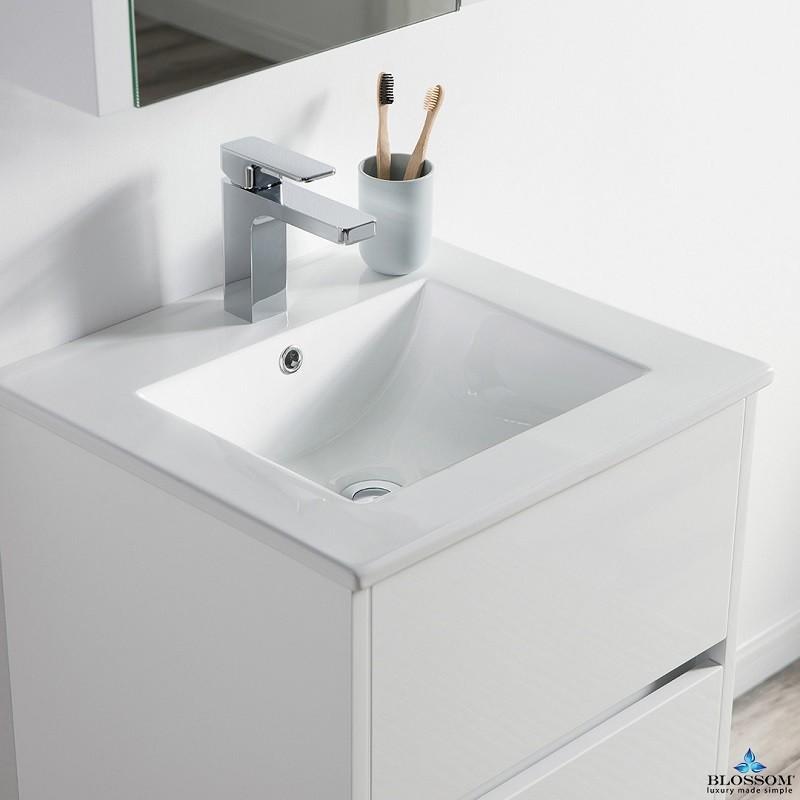 Blossom Valencia 20 Inch Vanity Set  in Glossy White with Mirror