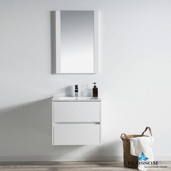 Blossom  Valencia 24 Inch Vanity Set  in Glossy White with Mirror
