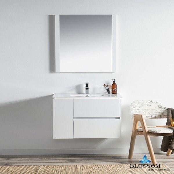 Blossom  Valencia 36 Inch Vanity Set  in Glossy White with Mirror