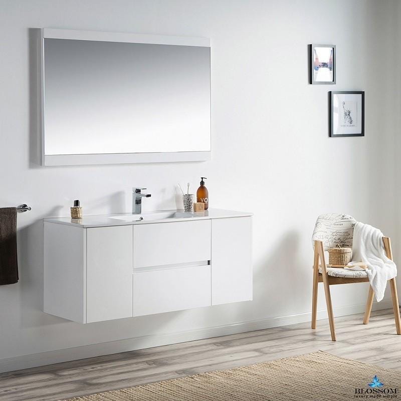 Blossom  Valencia 48 Inch Double Vanity Set  in Glossy White with Mirror