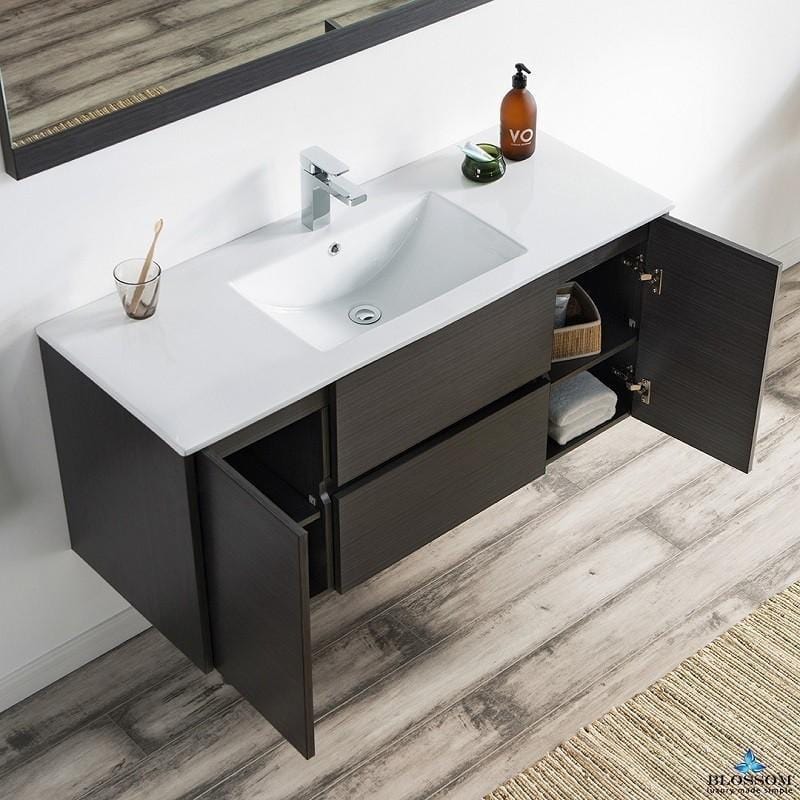 Blossom  Valencia 48 Inch Double Vanity Set  in Silver Grey with Mirror