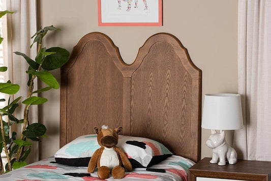 Baxton Studio Tobin Vintage Classic and Traditional Ash Walnut Finished Wood Twin Size Arched Headboard