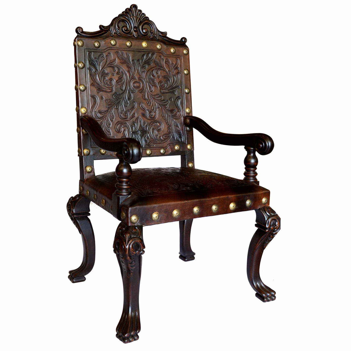 AFD Carved Leather Arm Chair