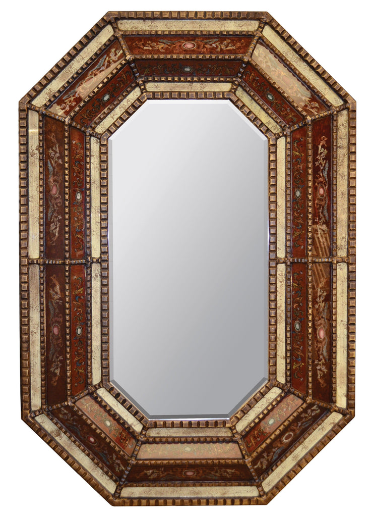 AFD Peruvian Painted Glass Octagonal Mirror