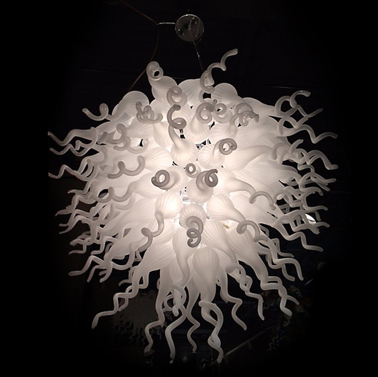 AFD Home  Frosted White Blown Glass Chandelier