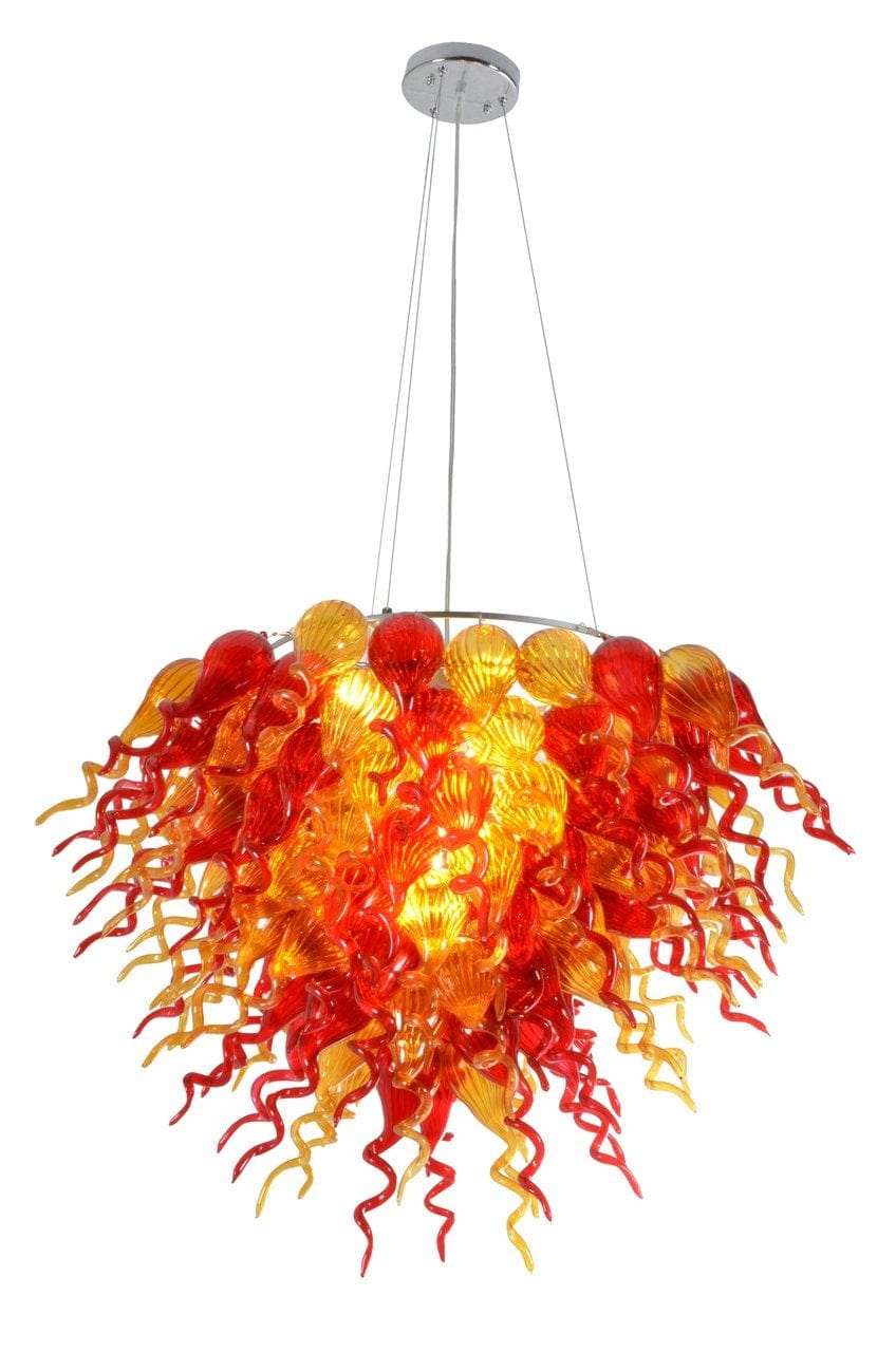 AFD Home  Amber and Red Grand Burst Chandelier