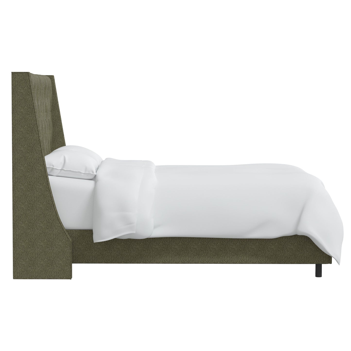 Skyline Furniture King Loomis Tufted Wingback Bed in Orly Army
