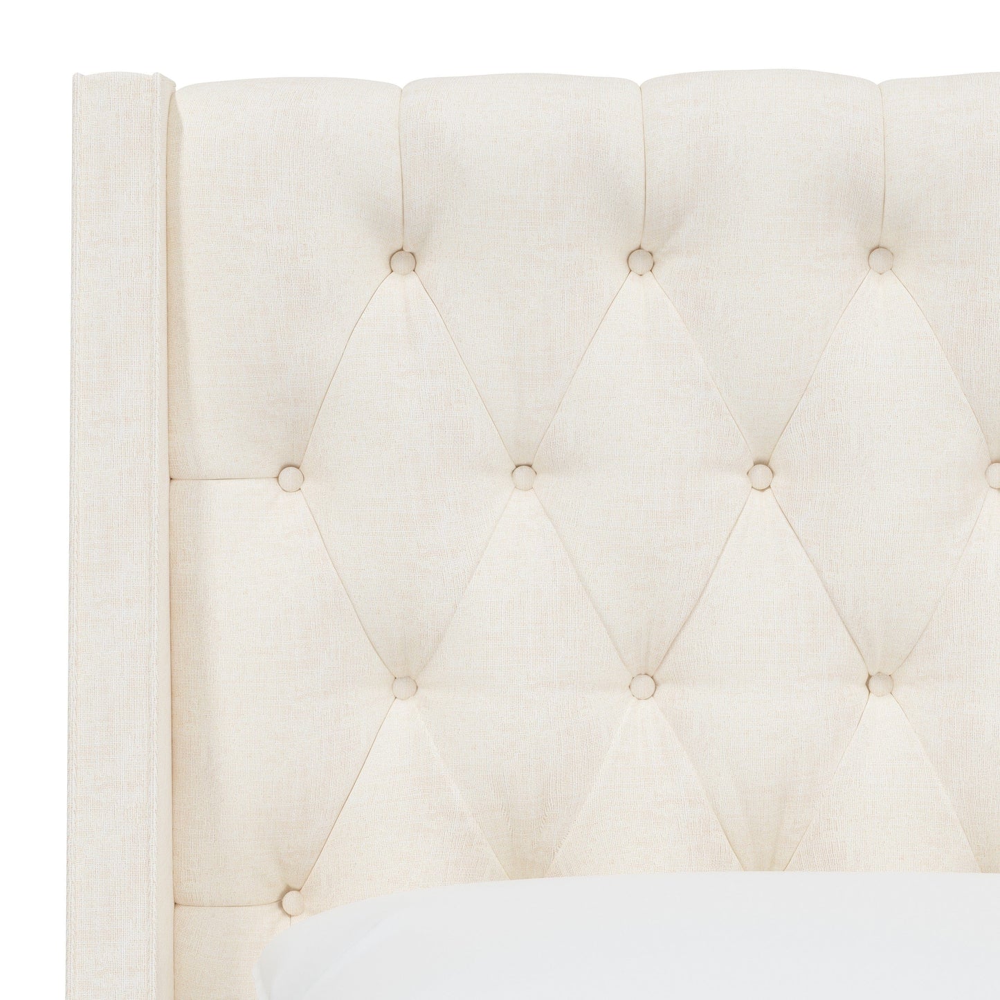 Skyline Furniture Queen Loomis Tufted Wingback Bed in Zuma Linen