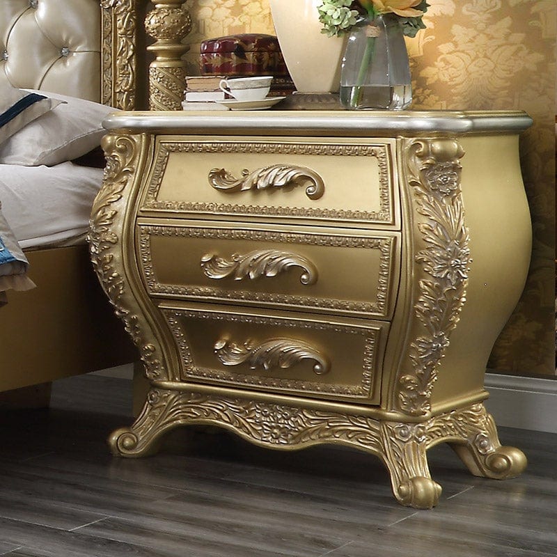 Homey Design HD-1801 - Luxury Antique Gold Nightstand