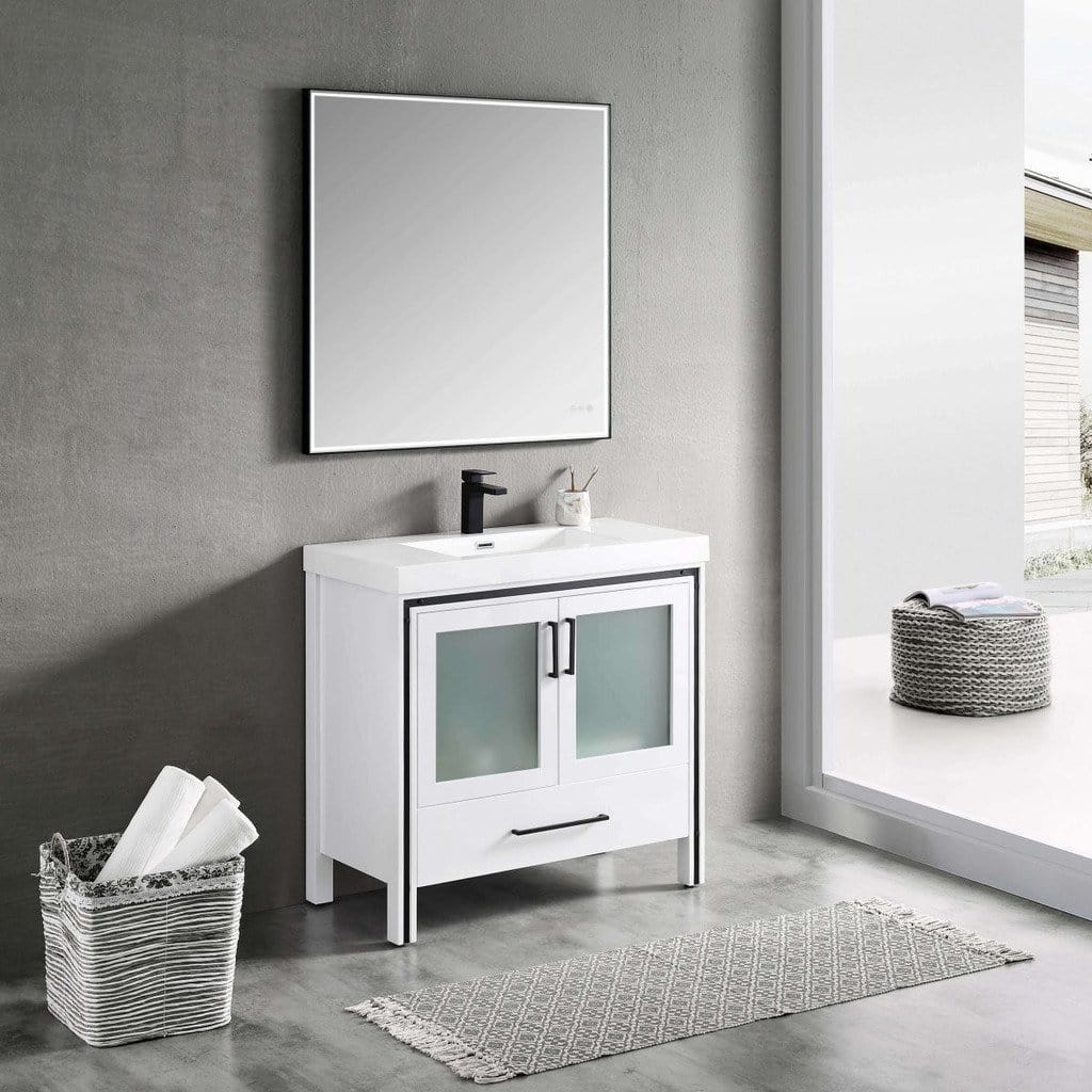 Blossom Birmingham 36 Inch Vanity Only in Glossy White with Black Trim