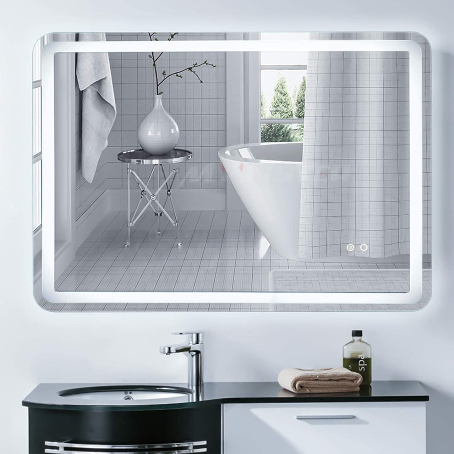 Velour Deluxe 36 x 28 Inch Large Wall Anti-Fog Dimmable LED Bathroom Vanity Makeup Mirror with White-Warm Light