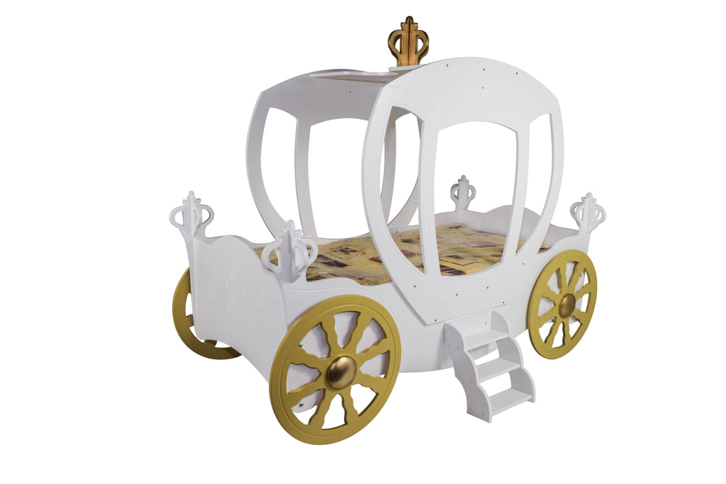 Princess Carriage Toddler Car Bed WHITE