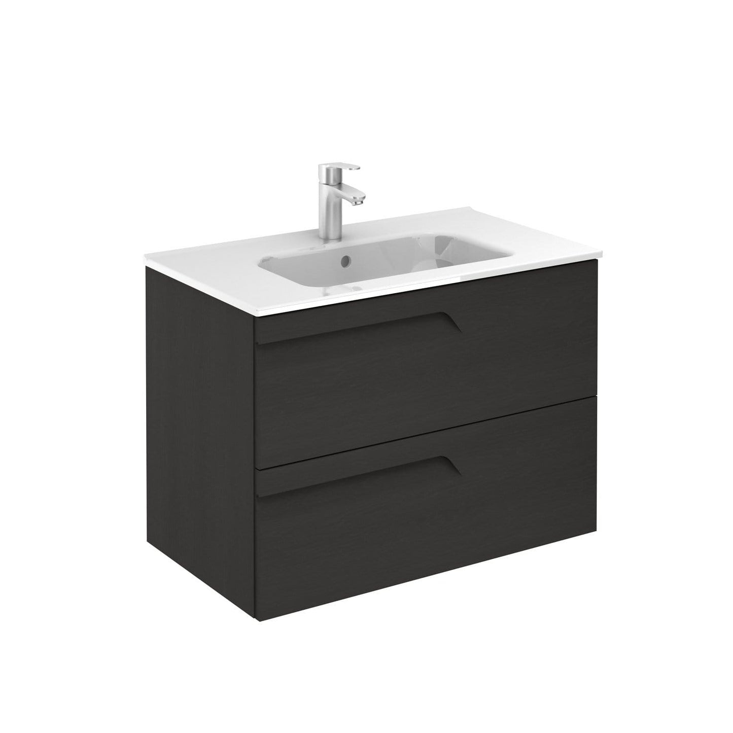 Vitale 32 inches Wall Mounted Modern Bathroom Vanity 2 Drawer Grey Nature with basin